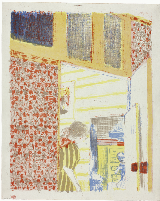 Interior with Pink Wallpaper III, plate seven from Landscapes and Interiors, by Edouard Vuillard - 1899