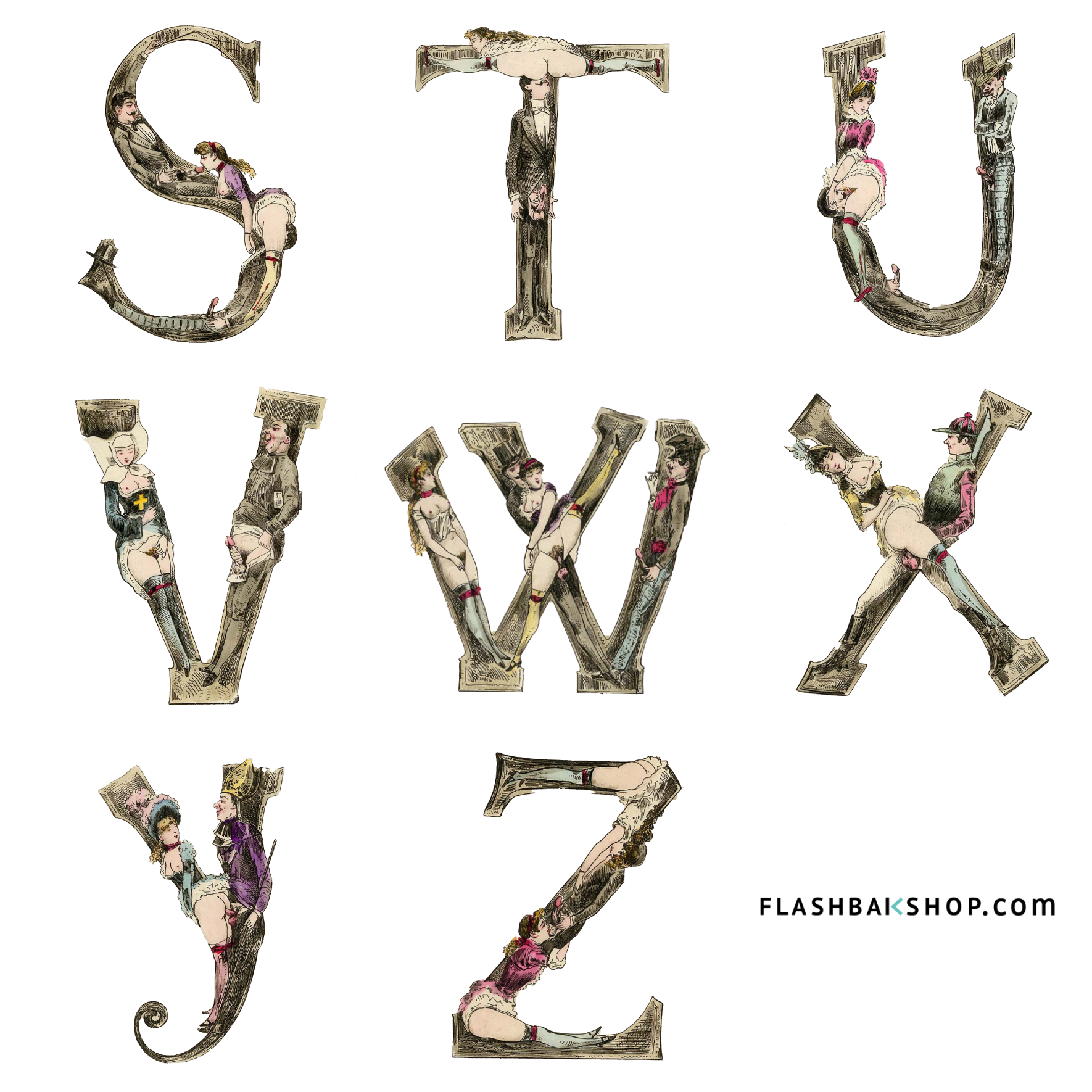 The Erotic Alphabet 1880 Magnets Letters S Z Flashback Shop 