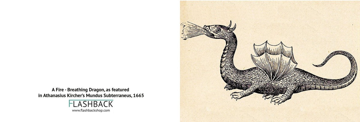 A Fire - Breathing Dragon, as featured in Athanasius Kircher’s Mundus Subterraneus, 1665 - Postcard