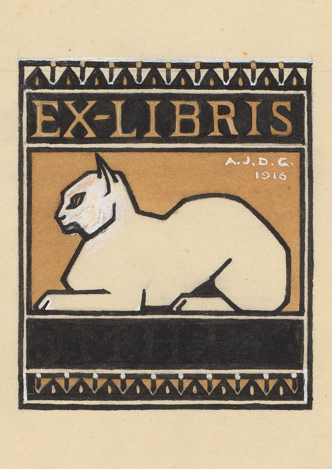 Slapende kat Julie de Graag (signed by artist), 1918