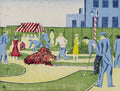 Miniature Golf by Maekawa Sempan from 100 Views of New Tokyo, 1931 - Postcard