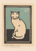 Zittende kat met gesloten ogen Julie de Graag (signed by artist), 1917
