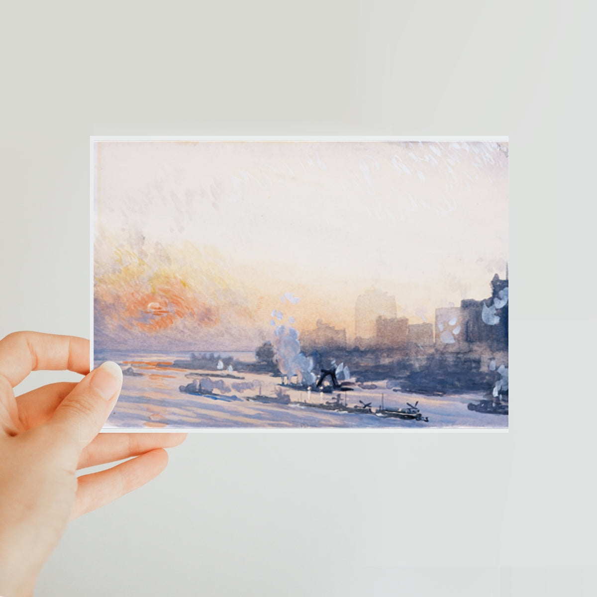 Winter Sunset, New York Harbor Joseph Pennell c.1923 greetings card Classic Postcard