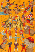 Japanese big circus woodcuts 1871