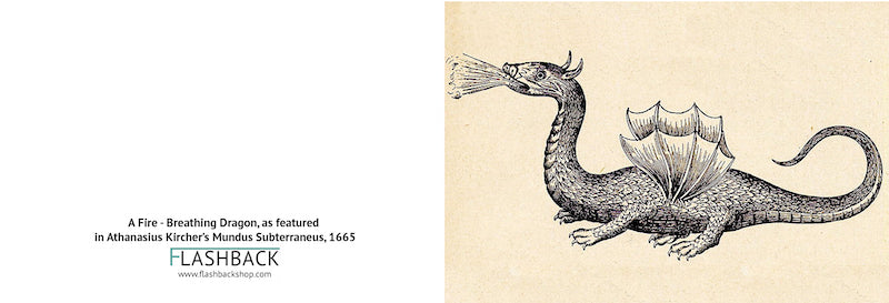 A Fire-Breathing Dragon, as featured in Athanasius Kircher’s Mundus Subterraneus, 1665 - Postcard