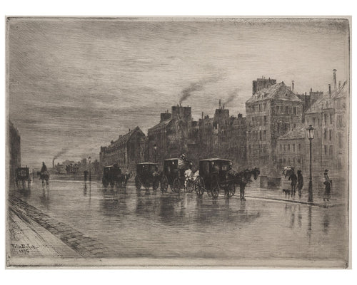 A Winter Morning on the Quai de L'Hotel-Dieu by Félix-Hilaire Buhot, 1876
