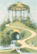 An elaborately constructed grotto and pavilion from Victor Petit’s Parcs et jardins des environs de Paris (1850s) - Postcard