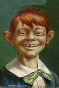 1908 advert for Antikamnia Tablets credited to artist Alfred E. Neuman in an exhibition at the Château de Ramezay, Montréal, Québec, Canada -  Postcard