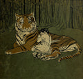 A Tiger for a Bed, The Sandman's Forest. 1918 - Square Greeting Card