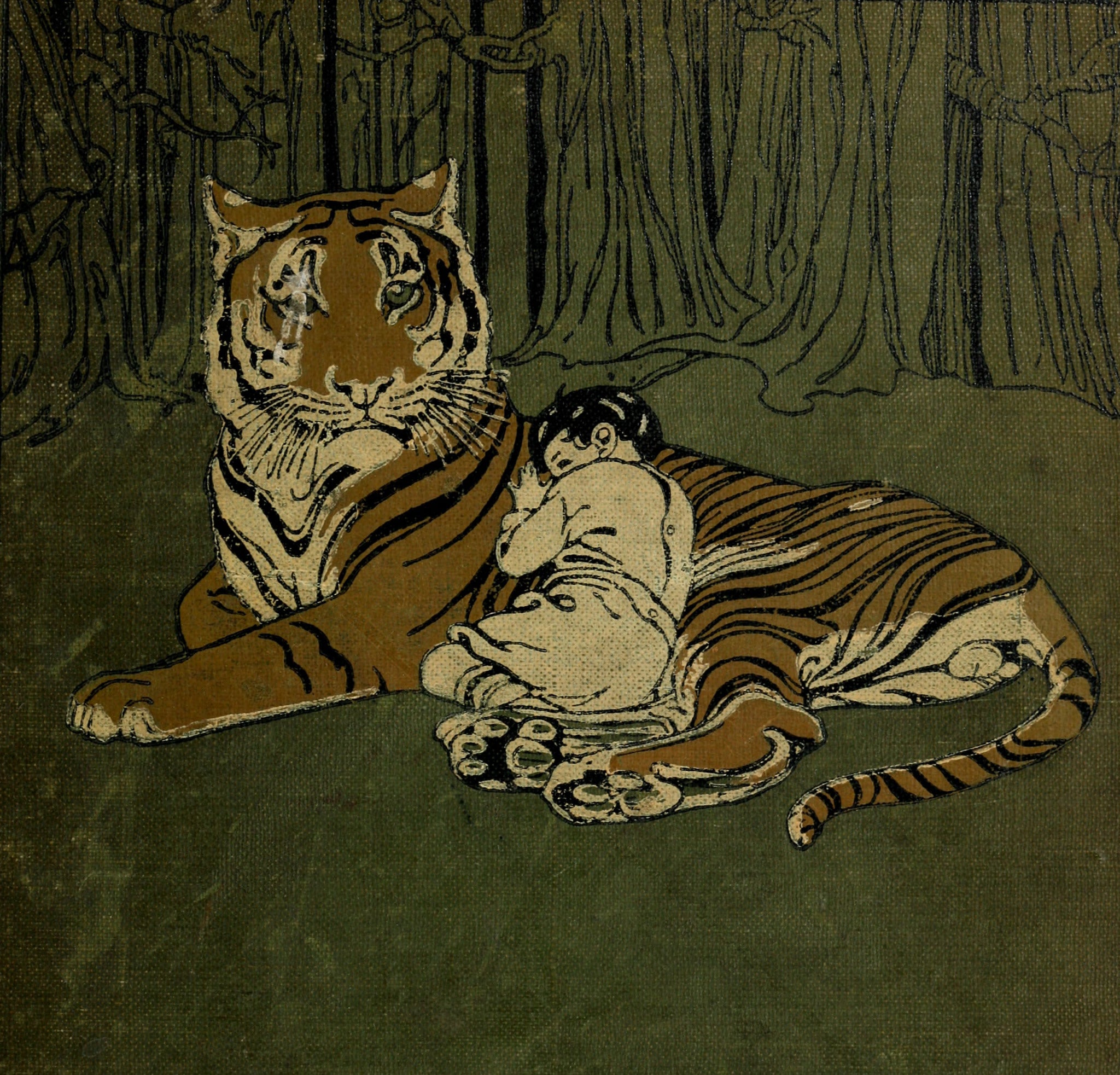 A Tiger for a Bed, The Sandman's Forest. 1918 - Square Greeting Card