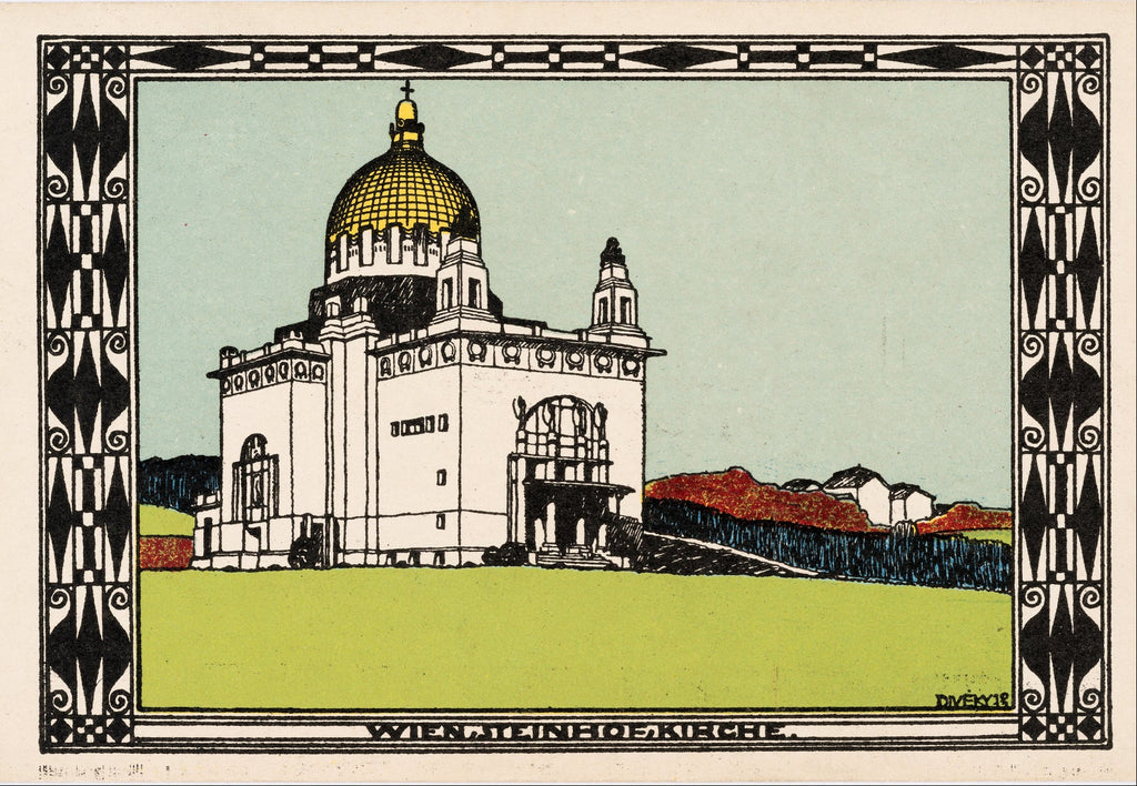 Church of St. Leopold for the Wiener Werkstätte by Josef Diveky, 1912 - postcard