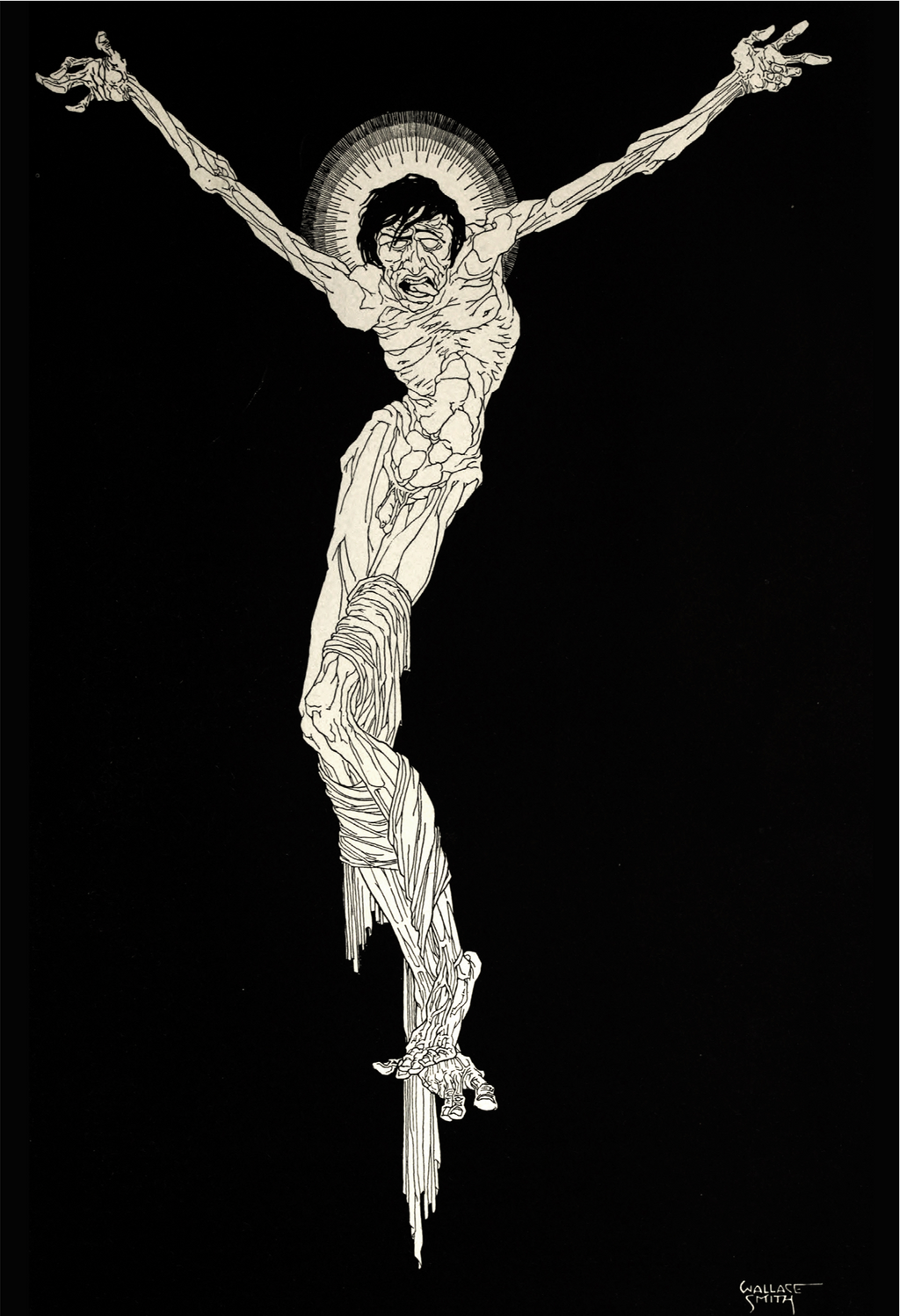Crucifixion by Wallace Smith for Ben Hecht's Fantazius Mallare, 1922 - postcard