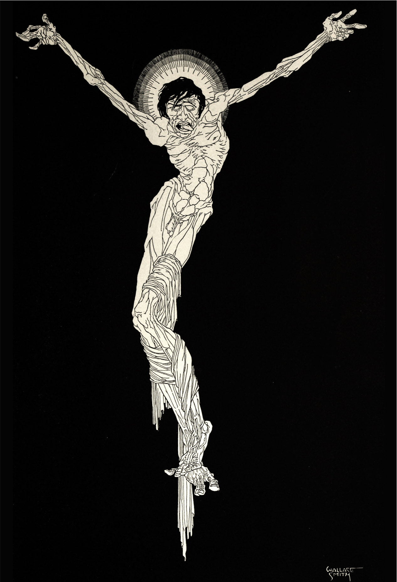 Crucifixion by Wallace Smith for Ben Hecht's Fantazius Mallare, 1922 - postcard