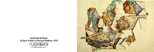 Egon Schiele Landscape Rooftops - postcard