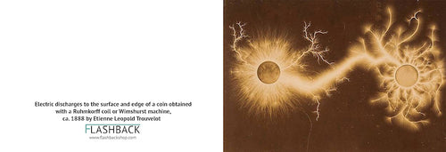 Descargas eléctricas en la superficie y el borde de una moneda obtenidas con una bobina de Ruhmkorff o máquina de Wimshurst por Etienne Leopold Trouvelot, ca. 1888 - Postal