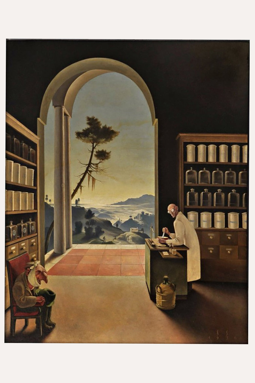 Die Apotheke (The Pharmacy) by Franz Sedlacek, 1934 - Postcard