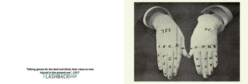 Talking gloves for the deaf and blind, 1917 - Postcard