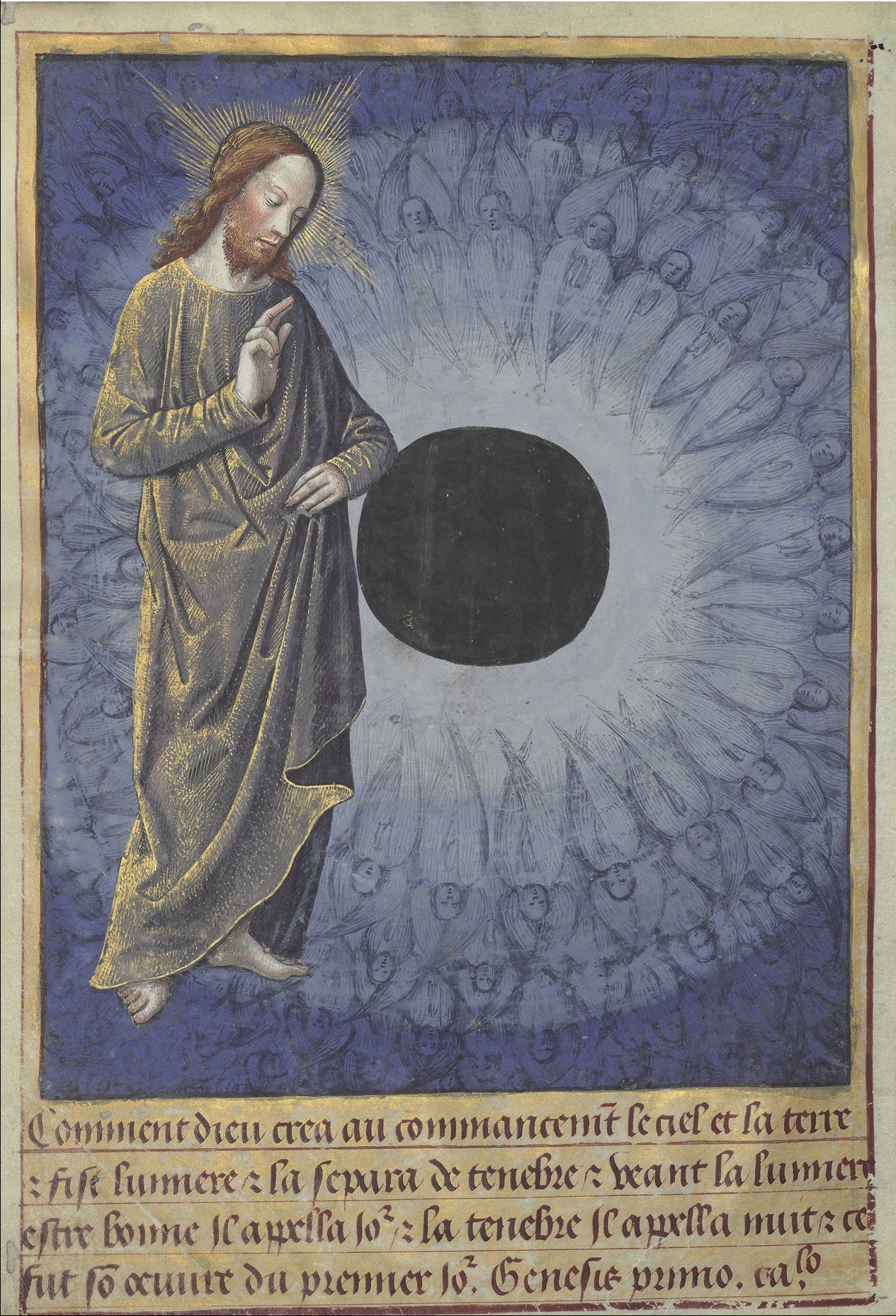 God creating Heaven and Earth the Hours of Louis de Laval, France, ca. 1480 - postcard