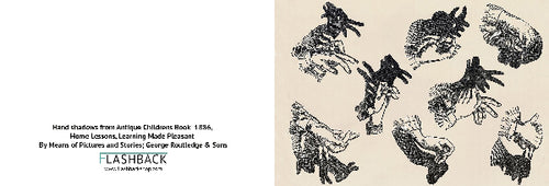 Hand shadows from Antique Childrens Book, Home Lessons, Learning Made Pleasant By Means of Pictures and Stories; George Routledge & Sons, 1886 - postcard