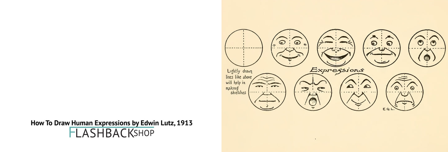 How To Draw Human Expressions by Edwin Lutz, 1913 - Postcard