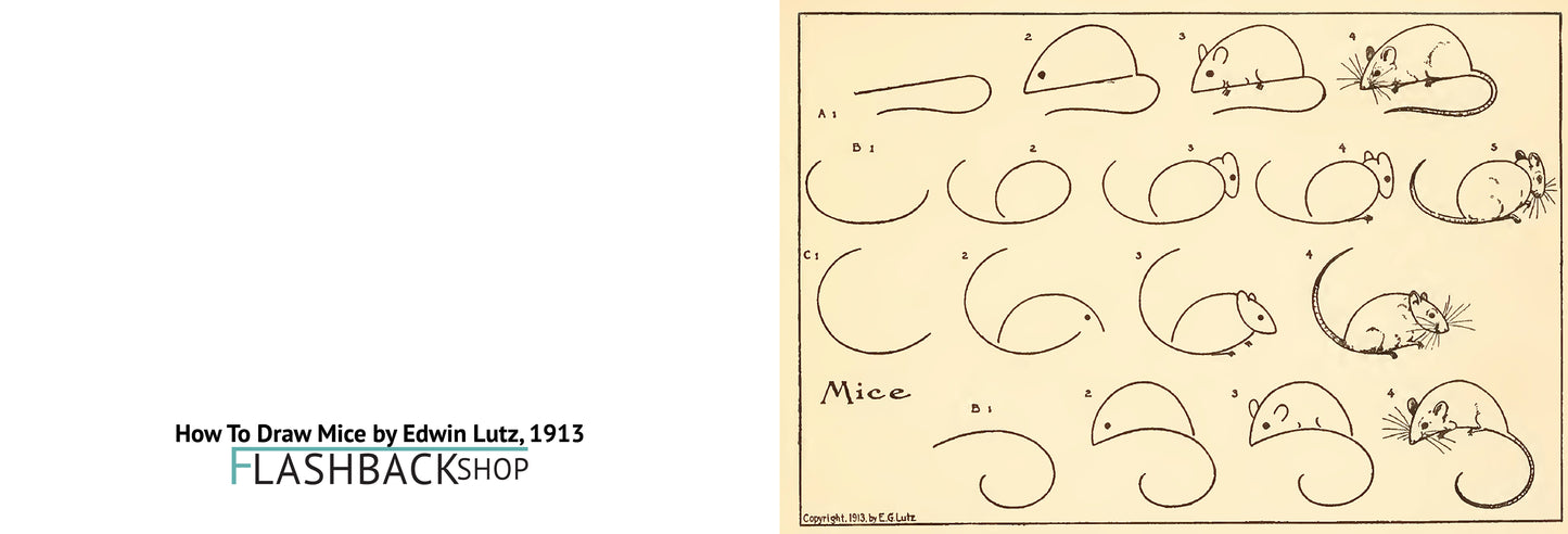 How To Draw Mice by Edwin Lutz, 1913 - Postcard
