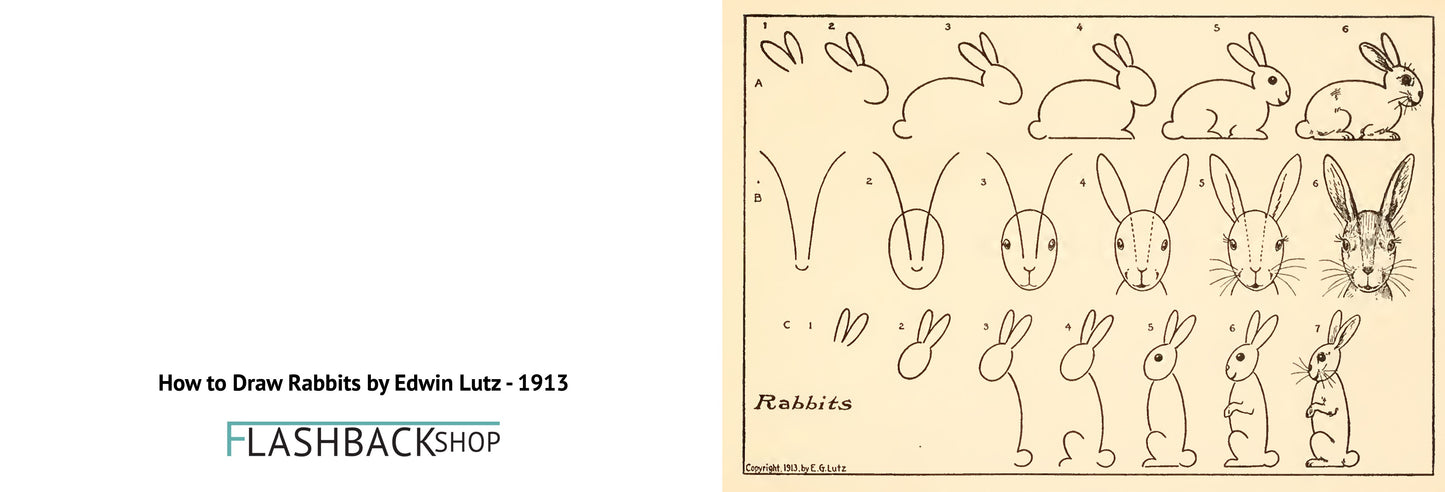 How To Draw Rabbits by Edwin Lutz, 1913 - Postcard