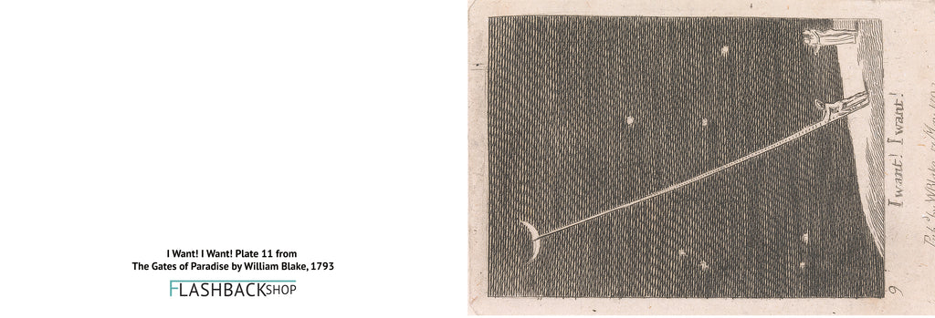 ¡Quiero! ¡Quiero! Lámina 11 de Las Puertas del Paraíso de William Blake, 1793 - Postal