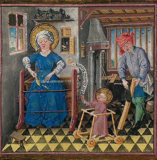 Jesus in a Baby Walker from the Hours of Catherine of Cleves - Square Greeting Card