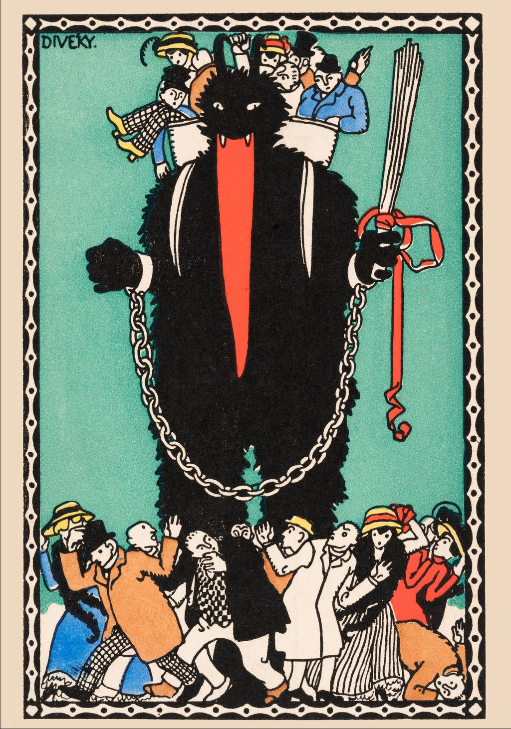 Krampus for the Wiener Werkstätte by Josef Diveky, 1909 - postcard