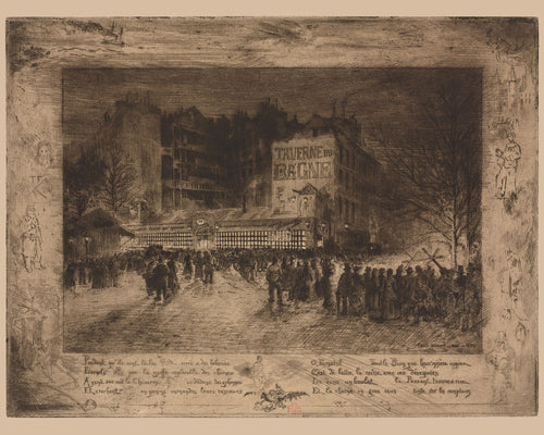 La Place des Martyrs et la Taverne du Bagne by Félix-Hilaire Buhot, 1885