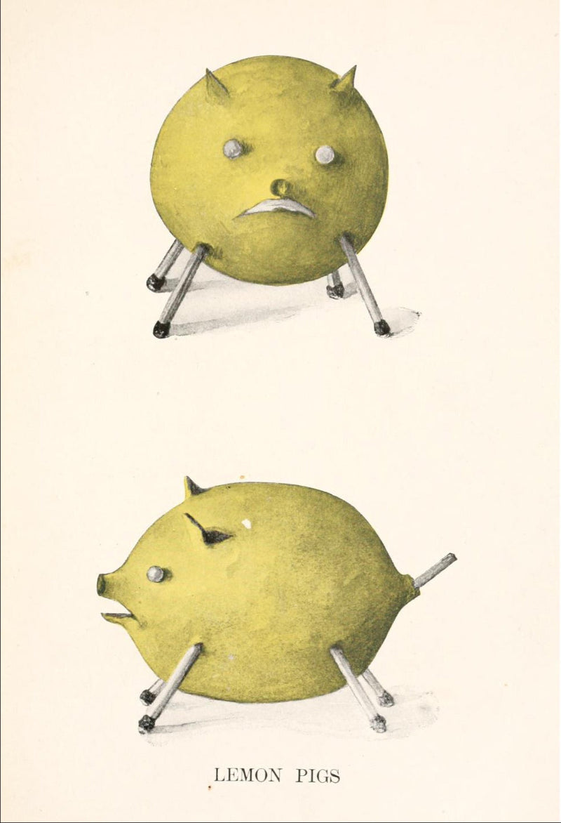 Lemon Pig from Lady Hollyhock and her friends a book of nature dolls and others by Margaret Walker, Margaret Coulson and Mary Isabel Hunt, 1906 - postcard