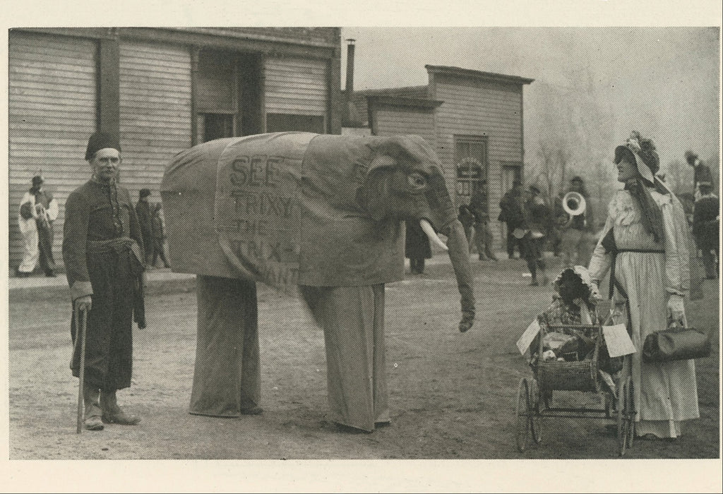 Men's Aid Show, See Trixy the Trix Elephant Chesterton, Indiana , April 1, 1909 - postcard