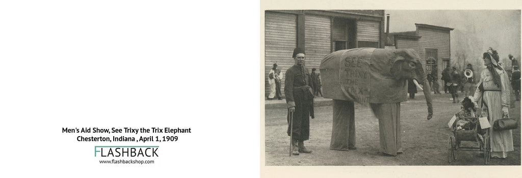 Men's Aid Show, See Trixy the Trix Elephant Chesterton, Indiana , April 1, 1909 - postcard