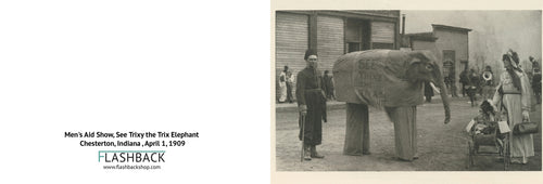 Men's Aid Show, See Trixy the Trix Elephant Chesterton, Indiana , April 1, 1909 - postcard