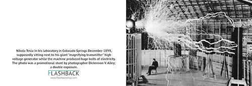 Nikola Tesla in his Colorado Springs lab, 1899 - Postcard