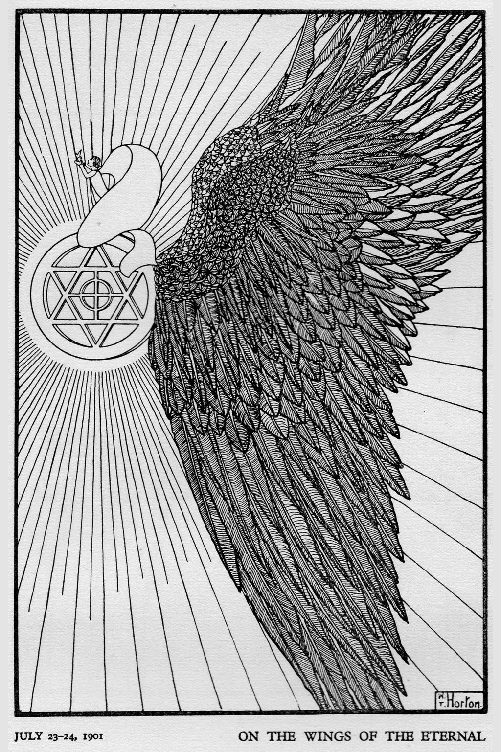 On The Wings of The Eternal by William Horton, 1910 - Postcard