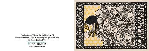 Variety Act 2: Mister B. Mouring, The Learned Monkey (Varietenummer 2: Mister B. Mouring der Gelehrte Affe) Rudolf Kalvach, 1907 - postcard