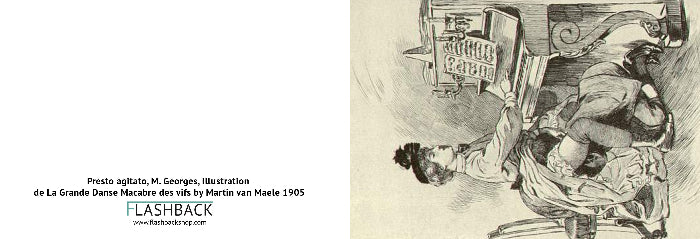 Presto agito, Illustration from La Grande Danse macabre des vifs by by Martin van Maele, 1905 - postcard Classic Postcard