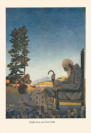 Shuffle-shoon and Amber-locks from Poems of Childhood by Eugene Field illustrated by Maxfild Parrish, 1904 - Postcard