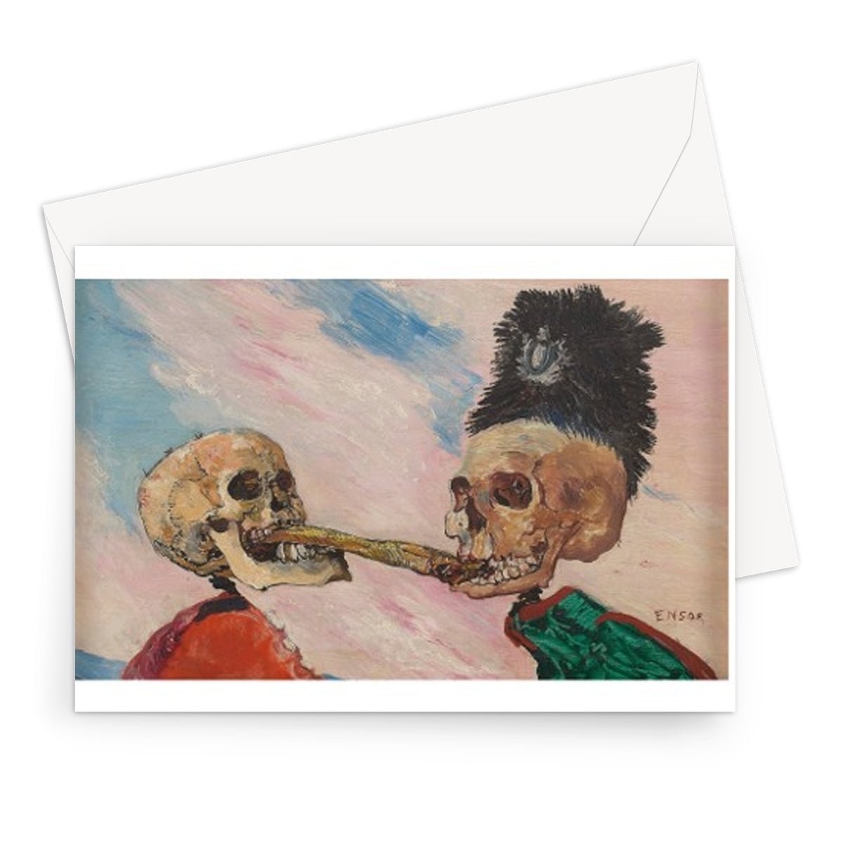 Skeletons Fighting over a Pickled Herring by James Ensor, 1891 - Greeting Card