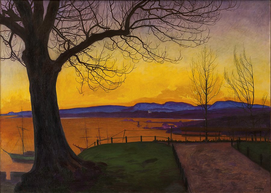 Spring Evening, Akershus by Harald Sohlberg, 1913 - Postcard