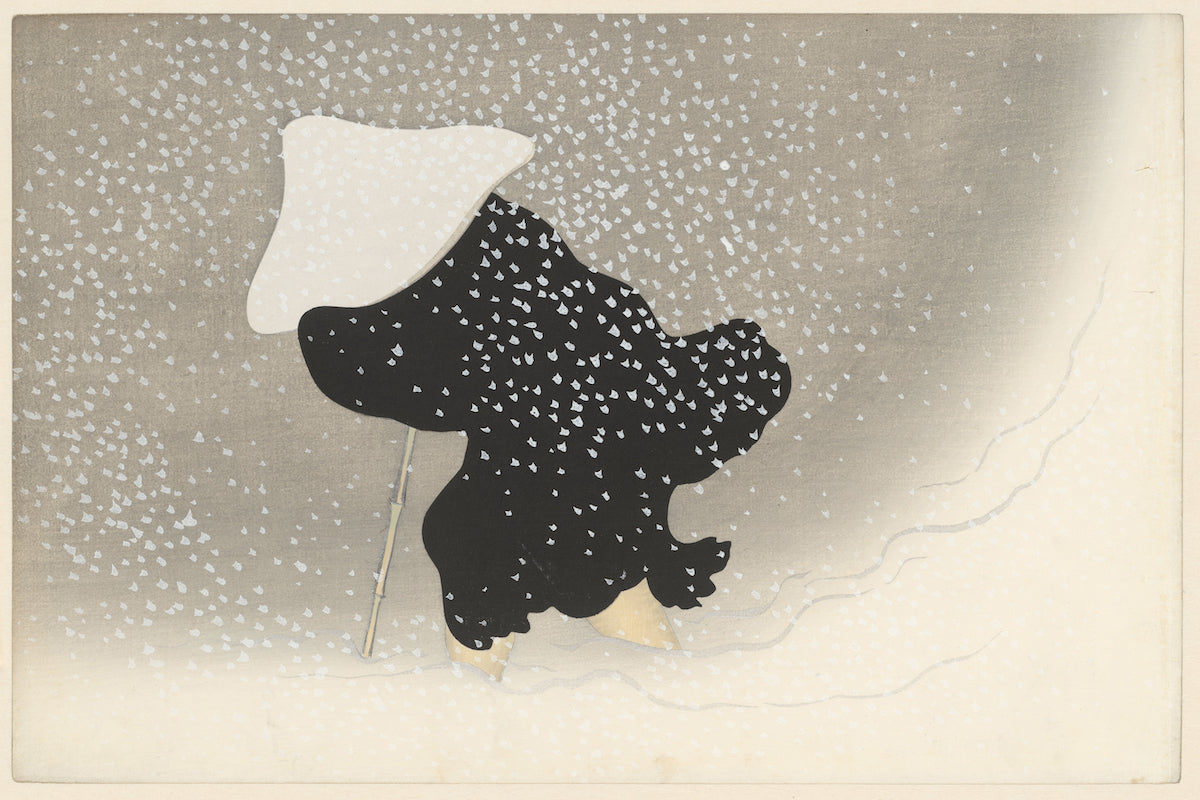 Swirling snow Tomoe no yuki Flowers of a hundred worlds (series title) Momoyogusa, vol. 1 by Kamisaka Sekka, 1909 - Postcard