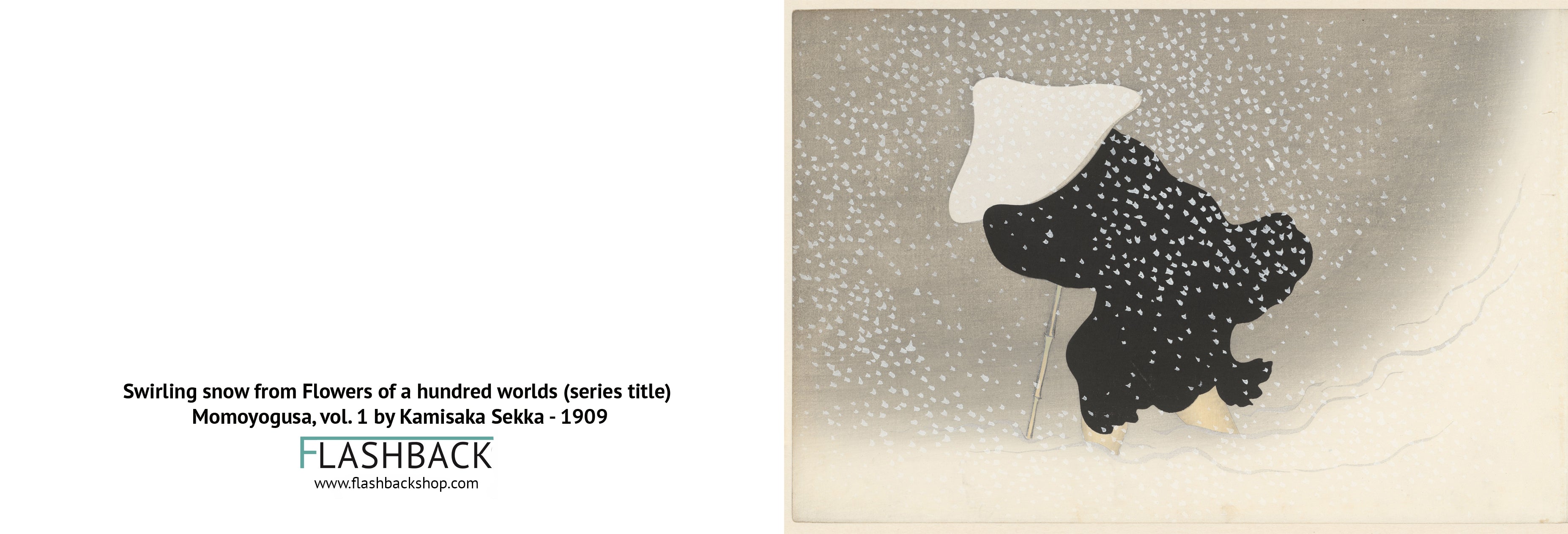 Swirling snow Tomoe no yuki Flowers of a hundred worlds (series title) Momoyogusa, vol. 1 by Kamisaka Sekka, 1909 - Postcard
