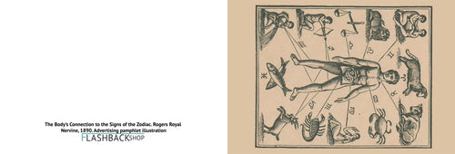 The Body’s Connection to the Signs of the Zodiac, Rogers Royal Nervine, 1890 - Postcard