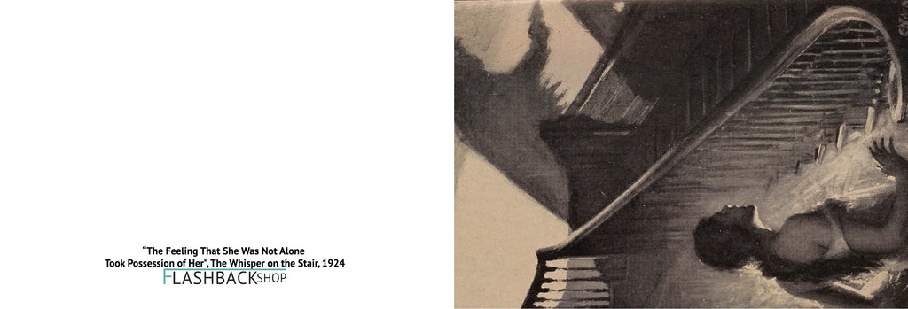 “The Feeling That She Was Not Alone Took Possession of Her”, The Whisper on the Stair, 1924 - Postcard