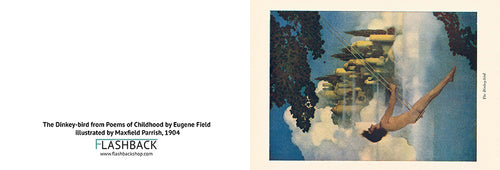 El pájaro Dinkey de Poemas de la infancia de Eugene Field ilustrado por Maxfield Parrish, 1904 - postal