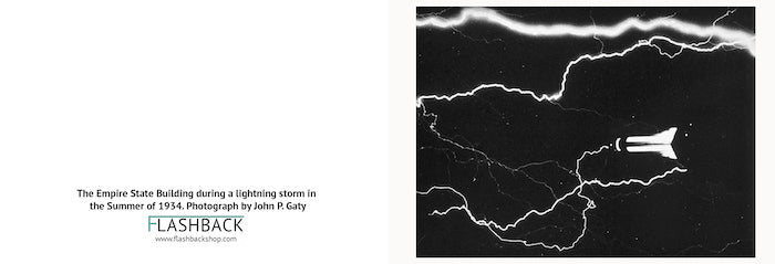 The Empire State Building during a lightning storm in the Summer of 1934 by John P. Gaty - Postcard