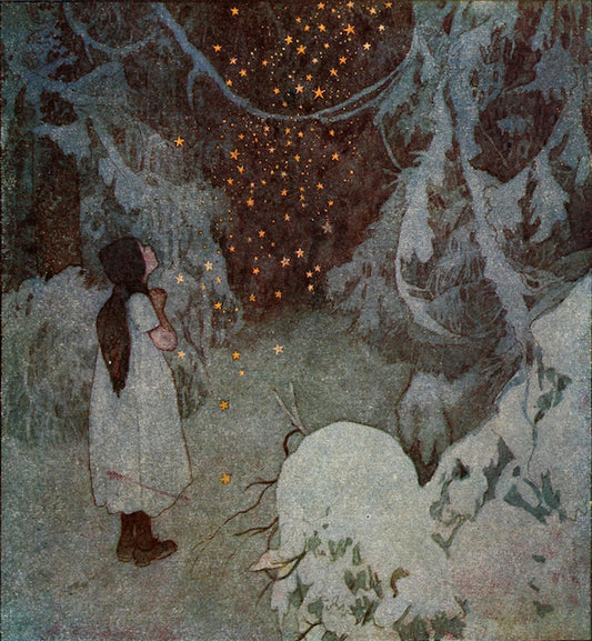 The Little Stars of Gold from The Disobedient Kids and other Czechoslovak fairy tales by Božena Němcová, before 1921 - Square Greeting Card