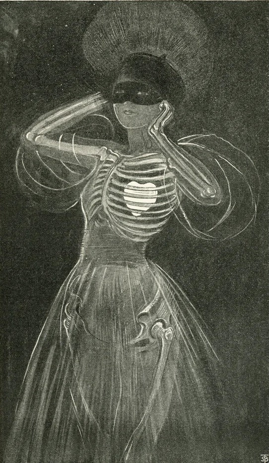 The New Rays by Theo Schmuz-Baudiss, 1896 - Postcard