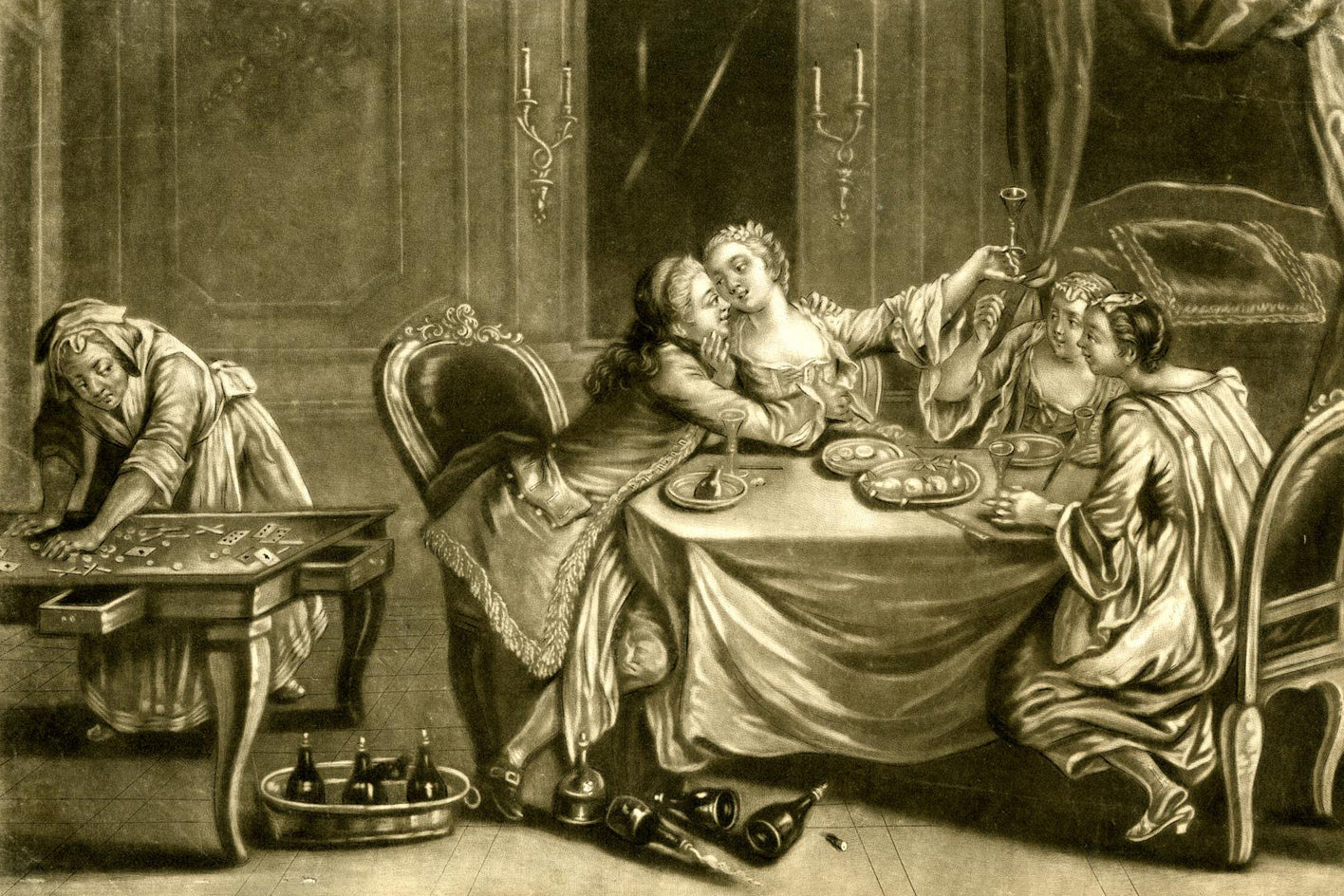 The Prodigal Son Revelling with the Harlots by Richard Purcell, c. 1760s - postcard